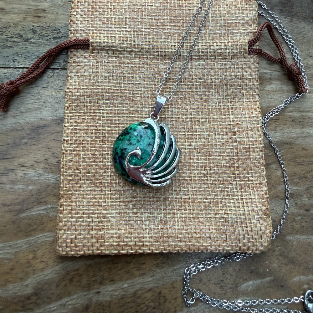 Ruby Zoisite Necklace Ruby Zoisite Pendant Phoenix Ruby in Zoisite Necklace